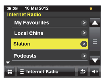 3.4 Przeglądanie Aby przegladać transmisje internetowe, dotknij Station List (Przeglądaj listę stacji) Stations/Podcasts (Stacje/Podcasty). Browse Przejrzyj menu, aby znaleźć transmisje. 3.