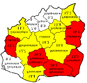 Liczba wypadków na 1000 ubezpieczonych w latach 1993-2006 (wg decyzji powodujących wypłatę jednorazowych odszkodowań) 34 27,9 29,3 26 18 24,6 22,4 20,1 19,9 20 17,7 10 13,3 12,9 1993 1995 1997 1999