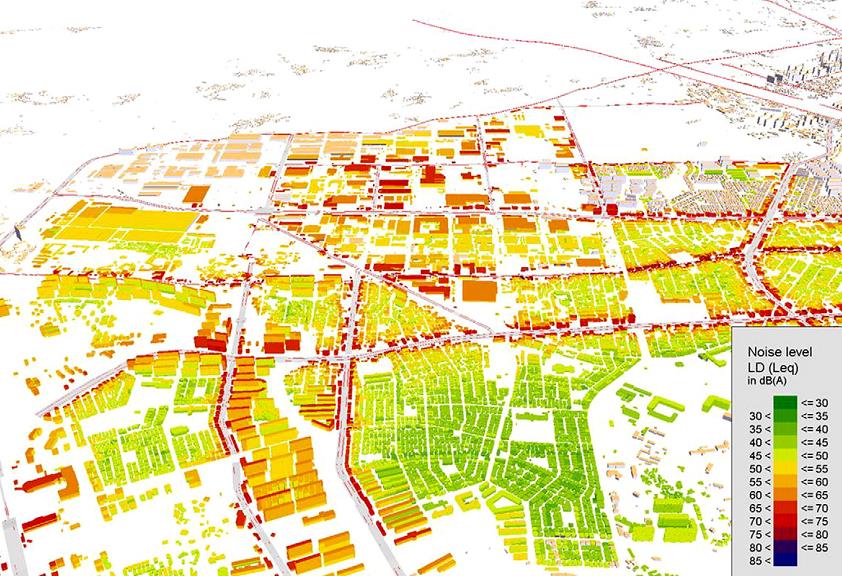 Planowanie przestrzenne Mapy hałasu 3D Źródło: Joon