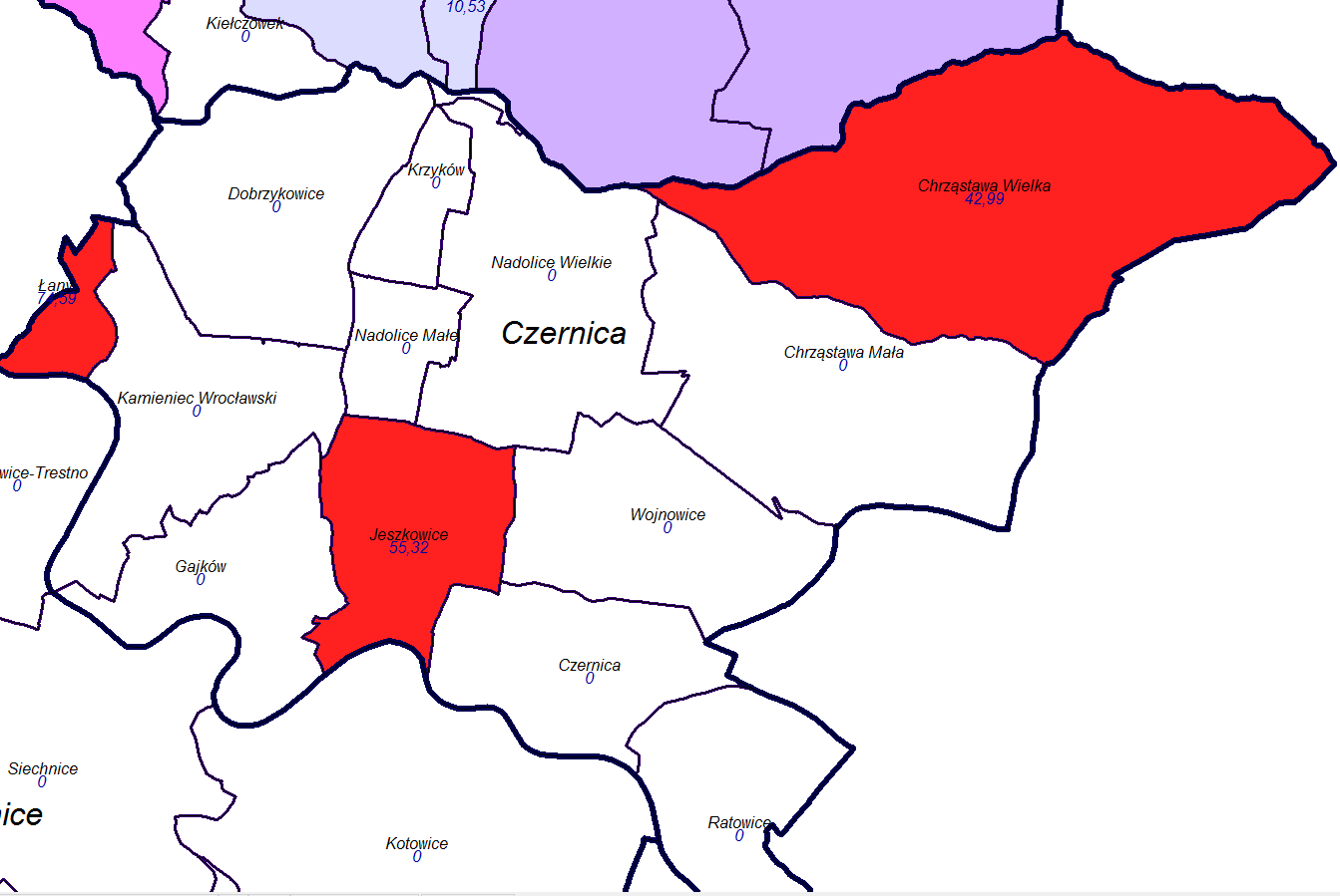2. Mapy rozkładu cen transakcyjnych dla terenów przeznaczonych na cele nierolne.