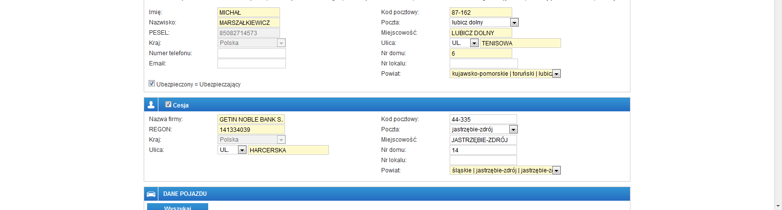 check-box cesja i