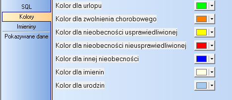 Możemy również zarządzać danymi jakie mają się wyświetlać w Kalendarzu poprzez zaznaczenie lub odznaczenie poszczególnych opcji.