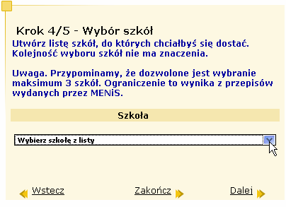 Krok 3/5 Wybór języków W celach informacyjnych dla szkoły moŝesz wskazać, jakich języków obcych chciałbyś się uczyć, gdybyś mógł je wybierać dowolnie.