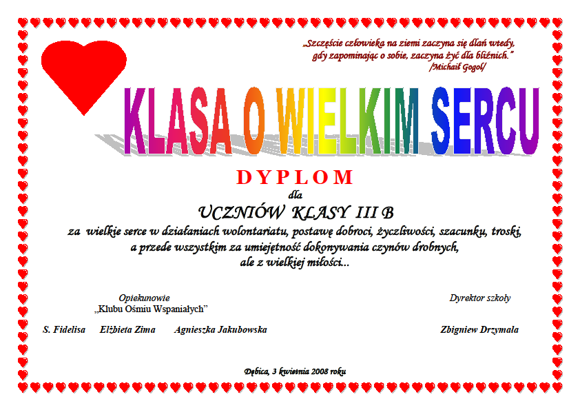 ych, szkolny wolontariat - Klub Ośmiu, pomagamy osobom niepełnosprawnym, m.in.