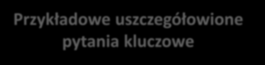 Przykładowe uszczegółowione pytania kluczowe Szkoły, obszar procesy: Procesy edukacyjne są efektem współdziałania nauczycieli: Jakie działania w zakresie planowania, organizacji, realizacji i