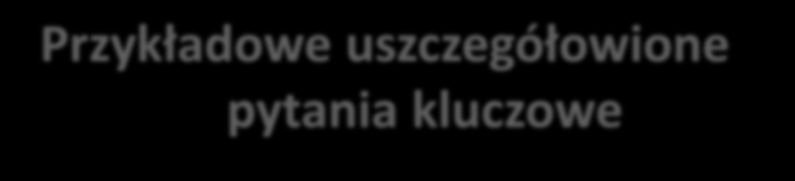 Przykładowe uszczegółowione pytania kluczowe Placówki doskonalenia nauczycieli, obszar zarządzanie : Funkcjonuje współpraca w zespołach: W jaki sposób nauczyciele (konsultanci, specjaliści, doradcy)