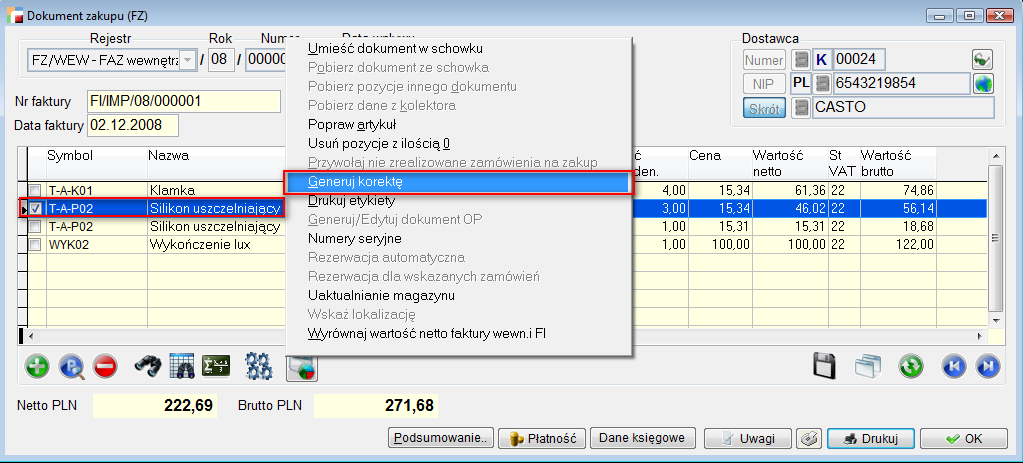8. Filtr Rozliczenie w kasie. Dla dokumentów F, KF, FZ i KZ został dodany filtr Rozliczenie w kasie.