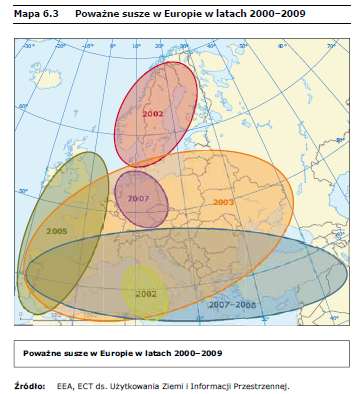 SUSZE W EUROPIE Zależność zmniejszenia plonów w