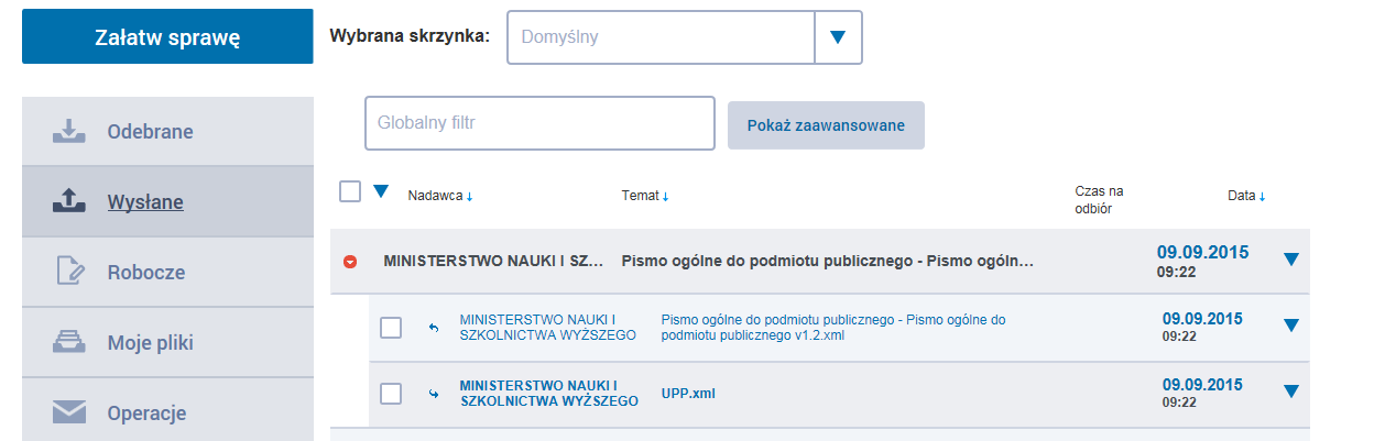 Po podpisaniu i wysłaniu pisma otrzymają Państwo podpisane Urzędowe Poświadczenie Przedłożenia (UPP) pisma do MNiSW, stanowiące dowód wysyłki.