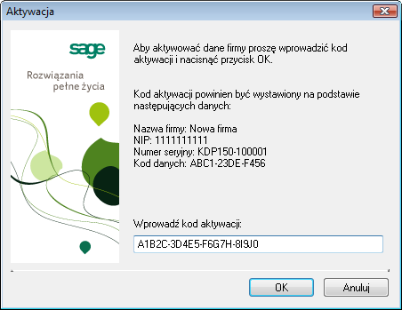 Rejestracja i aktywacja Sage Symfonia Kadry i Płace 9 o kontakt ze sprzedawcą w celu uzyskania kodu aktywacji, natomiast do sprzedawcy przesyłany jest kod aktywacji w celu przekazania nabywcy. Rys.