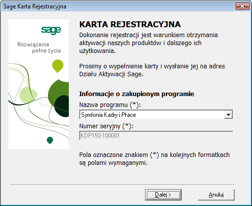 Rejestracja i aktywacja programu Praca z nieaktywowaną firmą możliwa jest tylko przez ograniczony czas (60 dni). Program sygnalizuje, ile czasu pozostało do momentu konieczności jego aktywacji.