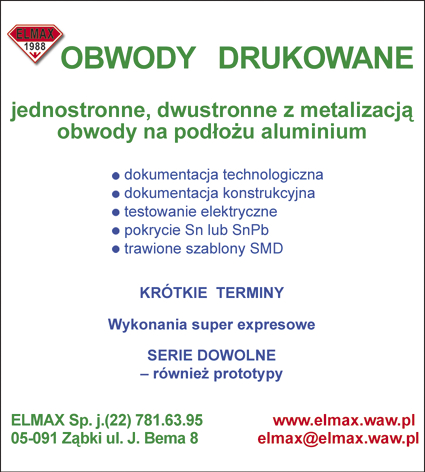 DZIAŁ msp430.ep.com.pl nixie.ep.com.pl Nie przegap! interesujących materiałów w siostrzanym czasopiśmie www.elportal.pl A może masz pomysł na ciekawy artykuł lub projekt?
