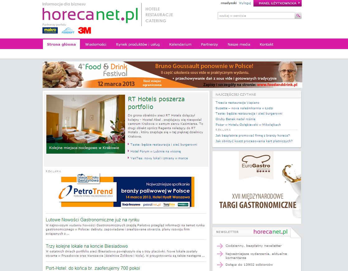 PODSTAWOWA OFERTA REKLAMOWA PARTNER PORTALU Dotarcie do kadry zarządzającej, właścicieli firm oraz profesjonalistów związanych z polskim rynkiem horeca, zainteresowanych tematyką oraz reklamą z