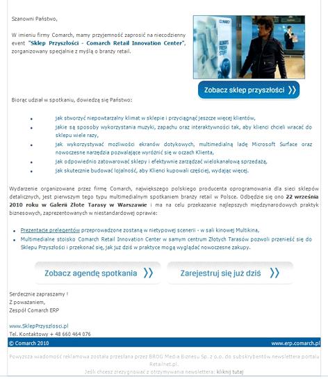 MAILINGU E-mailing (direct mail), szerokość: 600 px Na życzenie