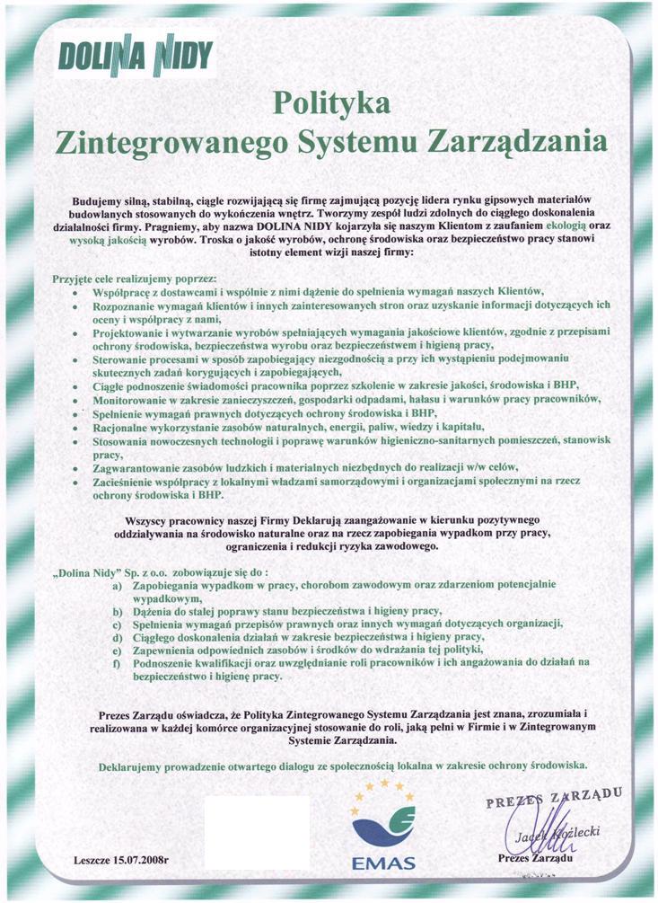 środowiskowego DIN-EN ISO 14001:2007 - bezpieczeństwem