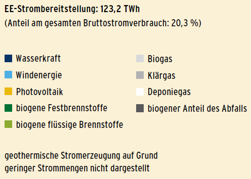 Struktura energii elektrycznej ze źródeł odnawialnych w Niemczech w 2011 r.