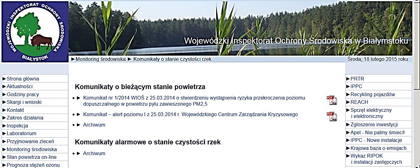 Upowszechnianie informacji działania zapewniające czytelny i łatwy dostęp do informacji - - zawartość strony internetowej www.wios.bialystok.