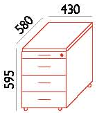 Kontener materiał, z którego ma być wykonany kontener - płyta wiórowa laminowana o grubości minimum 18 mm w kolorze - calvados oklejona obrzeżem z PCV o grubości minimum 1 mm, fronty szuflad wykonane