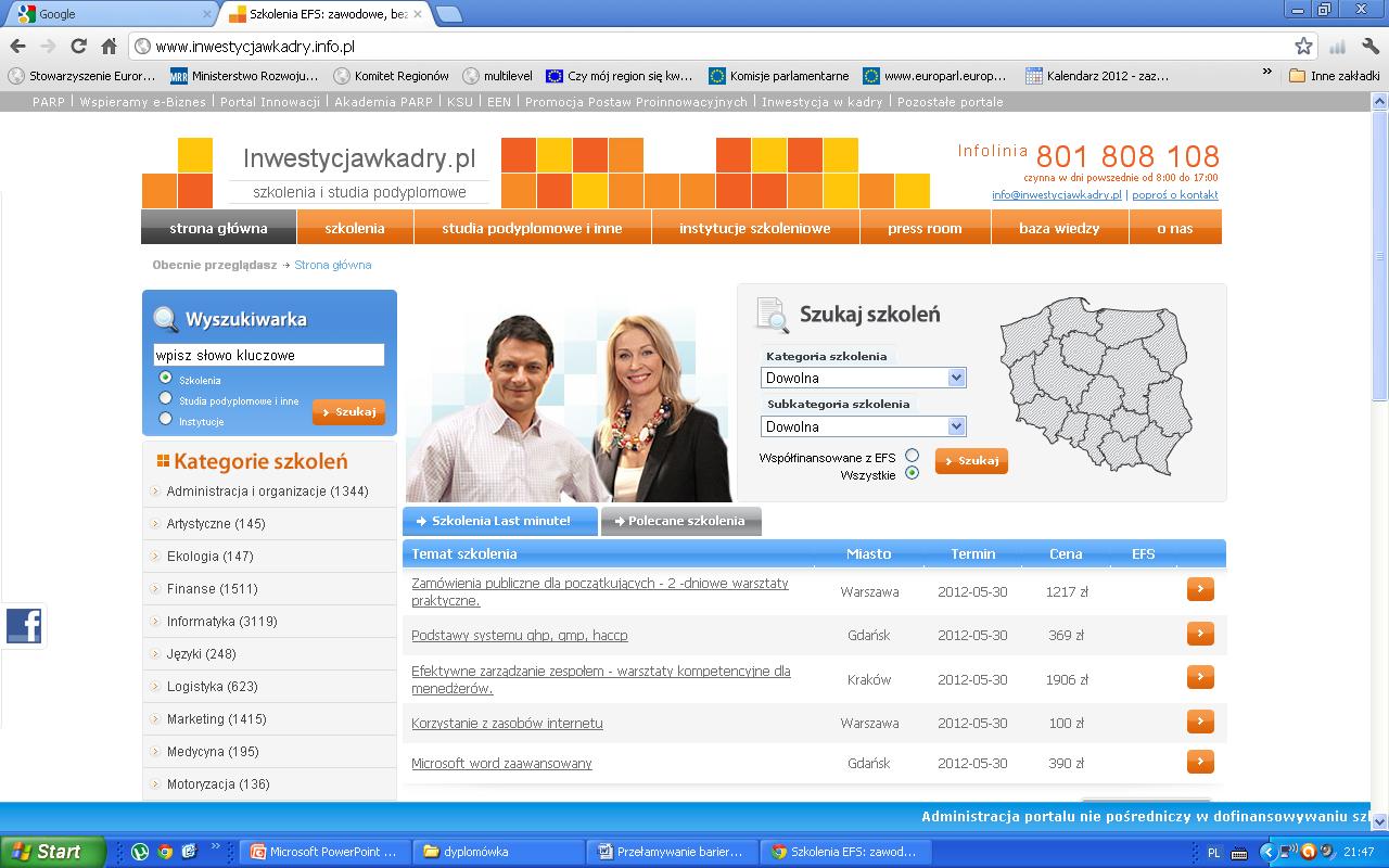 Szkolenia współfinansowane ze środków EFS www.