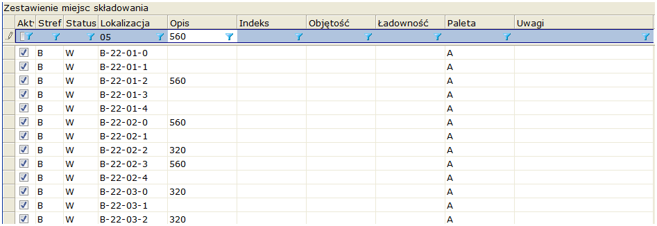 Informacje ogólne 4 Struktura tabel Nagłówek tabeli składa się maksymalnie z 4 elementów: 1. Tytułu tabeli, 2. Wiersza etykiet kolumn (pól), 3. Wiersza dopisania nowej pozycji tabeli, 4.