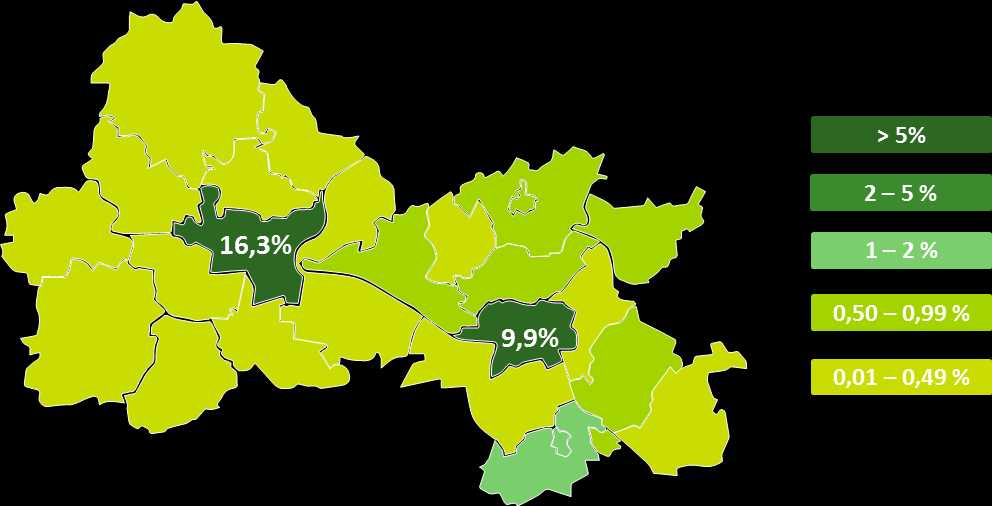 Mapa 10 Struktura studentów uczących się w Toruniu w roku akademickim 2009/2010 79 Źródło: Opracowanie własne na podstawie dokumentu Metropolia Bydgoska-Diagnoza W opinii przedstawicieli uczelni