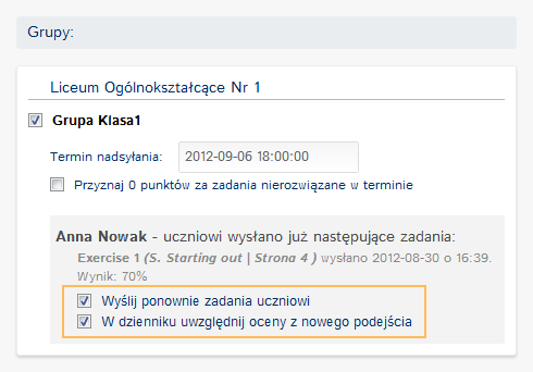 Strona główna Wysłane zadania domowe pojawią się na Twojej Stronie głównej oraz na kontach uczniów. Gdy klikniesz nazwę wysłanego ćwiczenia, zobaczysz jego podgląd.