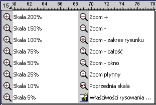 10 Załączniki 10.4.95 Przycisk skalowania rysunku Przycisk skalowania rysunku jest rozwijalnym przyciskiem 478, służącym do wyboru skali rysunku.