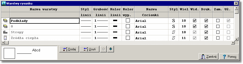 Kan H2O 1.5 Podręczne menu zakładek z listą rysunków Rysowanie instalacji jest w programie Kan H2O jest bardzo szybkie i wygodne.