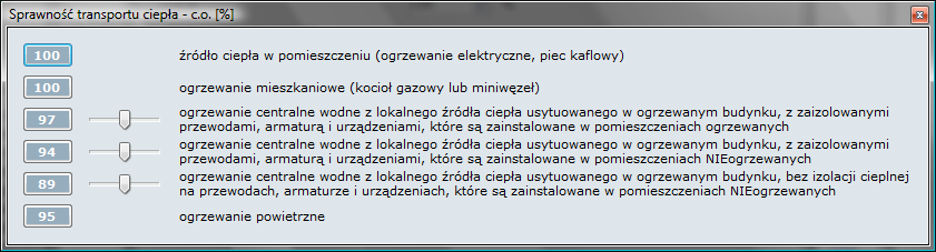 EKRAN 8. Sprawność przesyłania (transportu) ciepła η H,d [1] EKRAN 9.