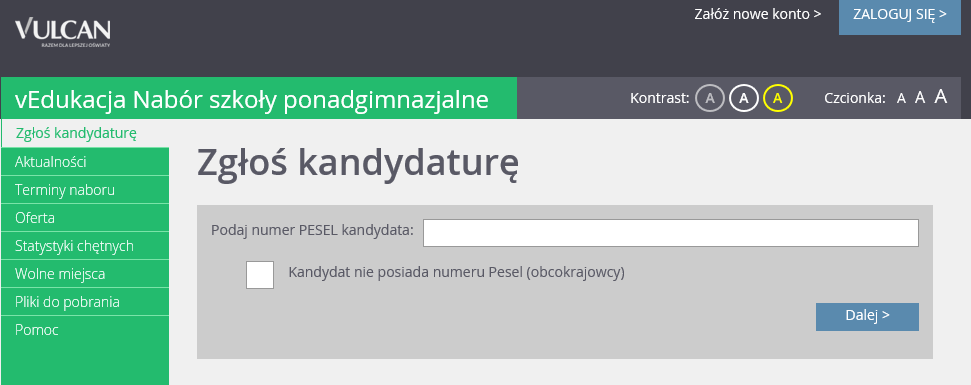 Rejestracja kandydata Rejestracja kandydata Elektroniczna rejestracja kandydata rozpoczyna się od podania numeru PESEL kandydata i w zależności od podjętej decyzji odbywa się w kilku krokach, podczas