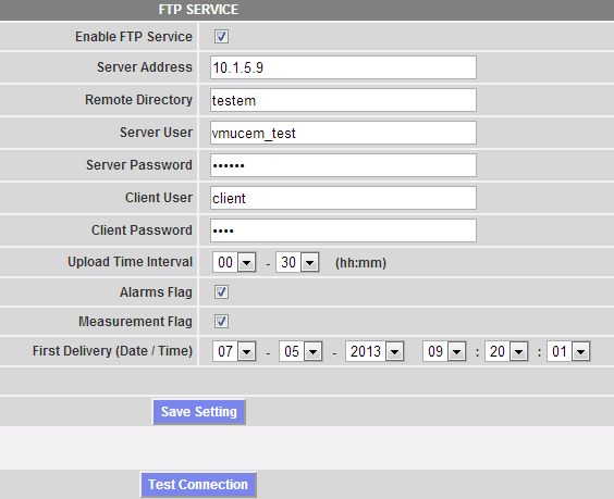 Ustawienie usługi FTP: Adres i inne informacje dot.