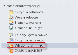 str. 2 Wszystkie pozostałe e-maile (ocena od 0 do 3) trafiają do Inboxa (Skrzynka odbiorcza) Każdy użytkownik HostedExchange.