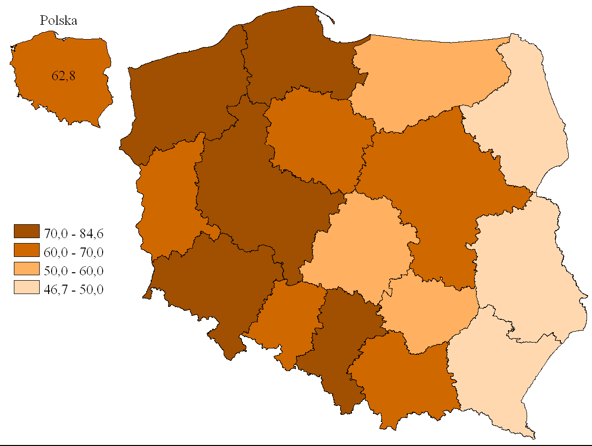 RAPORT POLSKA 2011 odpowiednio 4,5% i 11,4%. Różnice między ludnością związaną z gospodarstwem rolnym a ludnością bezrolną częściowo mogą wynikać z ukrytego bezrobocia w pierwszej grupie.