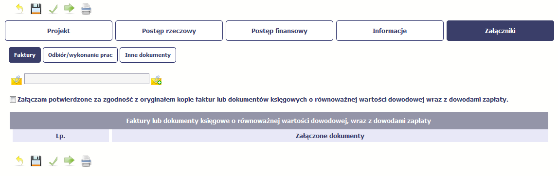 księgowo-finansowych. Ze względów bezpieczeostwa, system pozwala na załączanie wyłącznie określonych rodzajów plików, np. zakazane jest dodawanie plików wykonywalnych, takich jak.exe czy.com.
