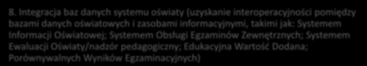 2.10. Wysoka jakość systemu oświaty 7. Tworzenie e-podręczników i rozwijanie e-materiałów dydaktycznych towarzyszących istniejącym e-podręcznikom. 8.