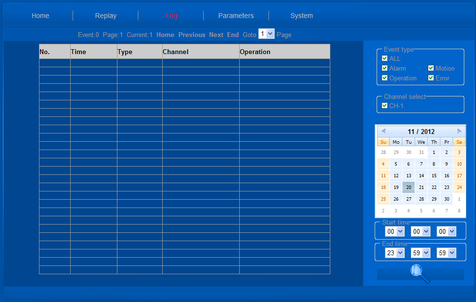 3.3 Log Menu log umożliwia