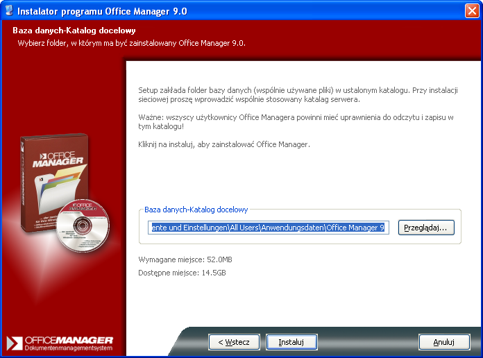 Instalacja Wskazówki do aktualizacji 22 8. Zakończ Setup. 9. Uruchom Office Manager 9.0 10. Jeśli jest zainstalowana wersja 6.0 / 7.0 / 8.
