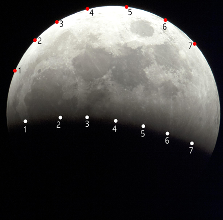 Rysunek 13: Faza częściowa całkowitego zaćmienia księżyca z dnia 3 marca 2007 roku.