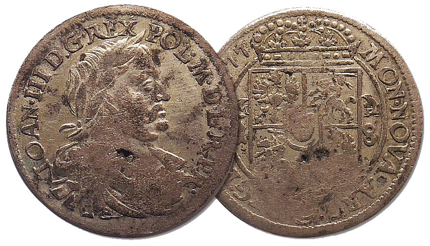 Jan III Sobieski Portugał Portugał to złota moneta o wartości 10 lub 5 dukatów, wagi ok. 35/17,5 grama, wzorowana na portugalskich cruzados. Używana w Europie w XVI i XVII wieku.