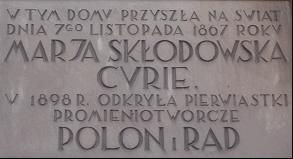 Jedyne na świecie biograficzne Muzeum Marii Skłodowskiej- Curie znajduje się w Warszawie, mieści się w zabytkowej kamienicy z XVIII wieku, w której w