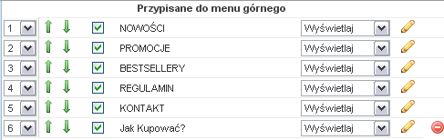 6. CMS 6.1 Menu górne W zakładce CMS wybieramy Menu górne Zakładka Menu górne odpowiada za przypisanie podstron do menu górnego.