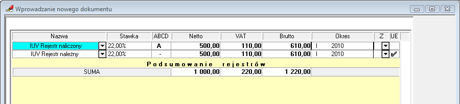 .1.a program automatycznie nadaje znacznik UE rejestrom typu Import i rodzaju Import usług VAT należny, jeżeli na dokumencie użyty został kontrahent, posiadający w kartotece oznaczenie Zarejestrowany