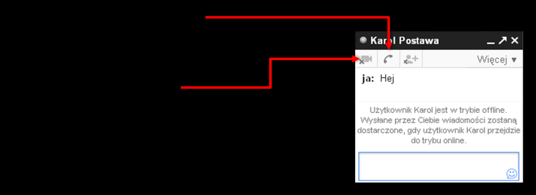 rzeczywistym coś jak SMS tylko za darmo). Rozmowa taka wygląda tak samo jak w programach Skype lub Gadu-Gadu.