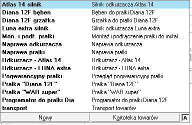 Podstawowe zasady obsługi programu 17 Wybór towaru Okno wyboru towaru zawiera następujące narzędzia: przycisk Nowy Rys. 2-7 Wybór towaru podczas wprowadzania danych.