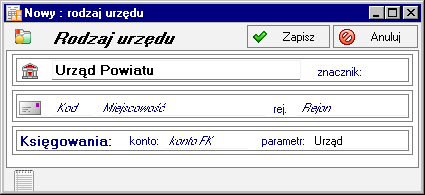 Podstawowe pojęcia i dane 43 Wybór urzędów Rys. 3-12 Okno kartoteki urzędów.