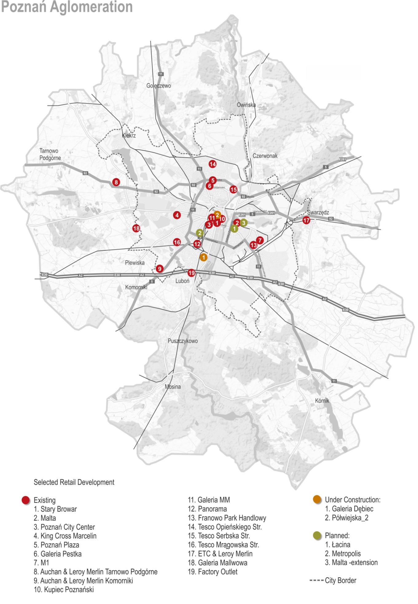 8 On Point Poznań - Główne ulice i centra handlowe 2013 Lokalizacja centrów handlowych w Poznaniu Floriańska