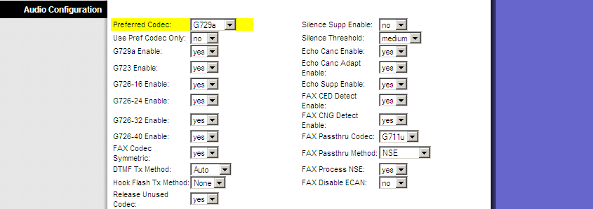 4. Przejdź do zakładki SIP RTP Packet Size: 0.