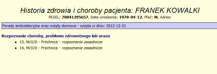 W przypadku wyłączonej opcji przykładowa HZiCh wygląda jak poniżej.