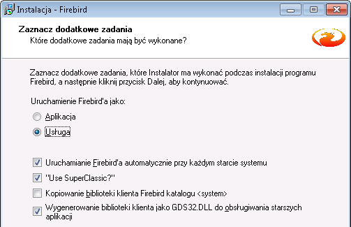 j) W celu zoptymalizowania wydajności dla serwerów 64bit zaleca się odpowiednie skonfigurowanie parametru DefaultDbCachePages znajdującego się w pliku firebird.conf.