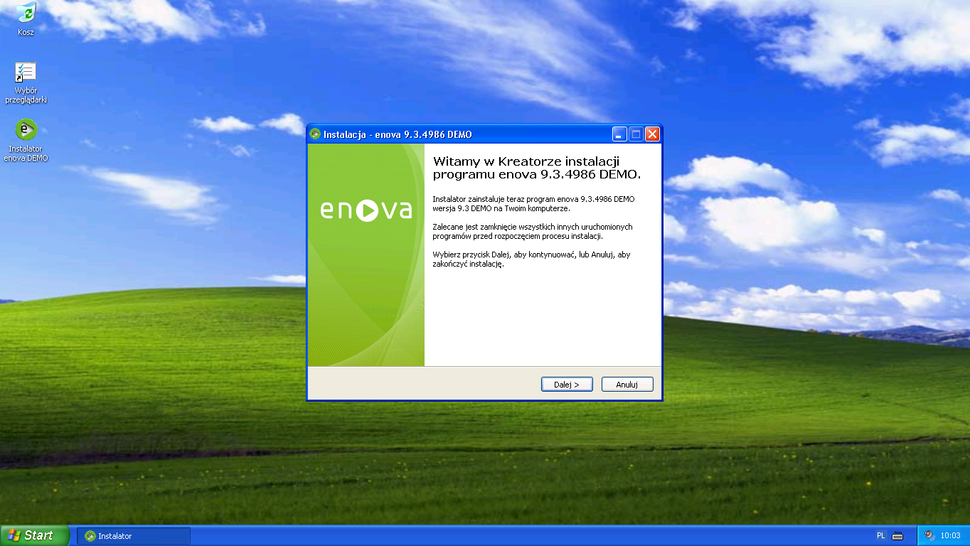 2. Instalacja enova demo na Windows XP Instalator enova demo można pobrać ze strony www.enova.pl.